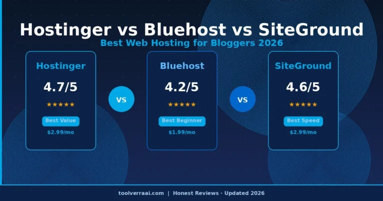 Hostinger vs Bluehost vs SiteGround 2026 comparison - best web hosting for bloggers