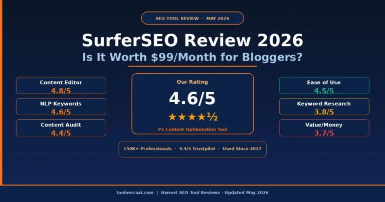 SurferSEO review 2026 - rating 4.6/5 - is it worth $99 per month for bloggers