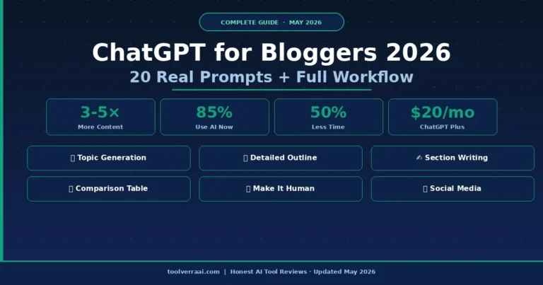 ChatGPT for bloggers 2026 complete guide with 20 real prompts and 6-step workflow
