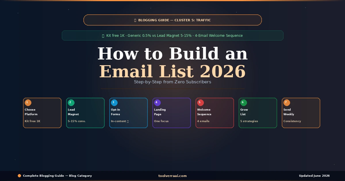How to build an email list in 2026 — 7-step guide for bloggers from zero subscribers