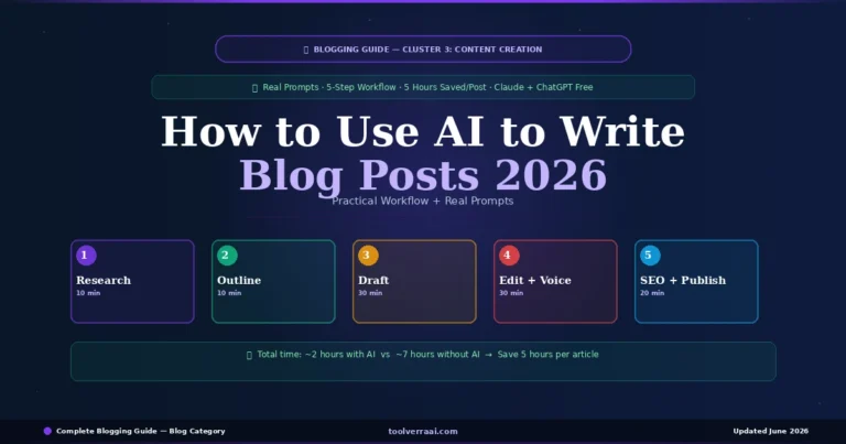 How to use AI to write blog posts in 2026 — 5-step workflow with real prompts