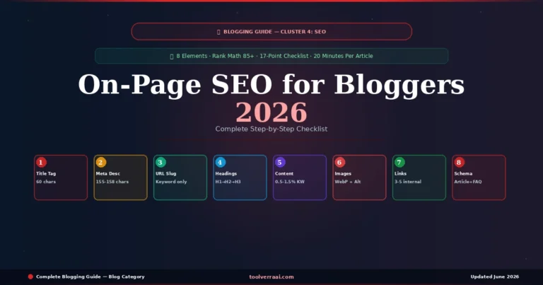 On-page SEO for bloggers 2026 — 8 elements and 17-point checklist