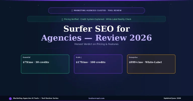 Surfer SEO for agencies review 2026 — Essential, Scale, Enterprise plan comparison