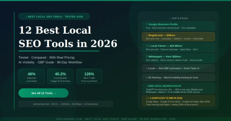 12 best local SEO tools in 2026 — BrightLocal, Local Falcon, Whitespark, Localo and more tested with pricing and AI visibility comparison